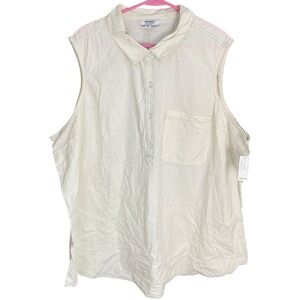 Old Navy Plus Sleeveless Button-Up Shirt Off-White